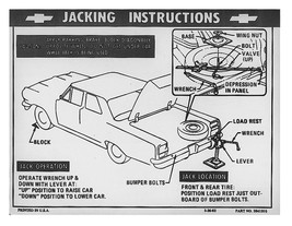 1964 1965 1966  Chevrolet Chevelle Jacking Jack Instructions Decal 3841915 - £9.61 GBP