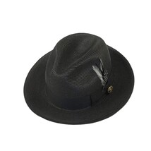 Men's Milani Straw Braided Fedora Hat Soft Crushable FDS-002 Solid Black image 4