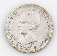 1891 Spain 1 Peseta Very Good Coin - £29.44 GBP