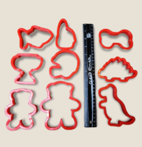 Misc Assorted Cookie Cutters Safe Plastic 9 Piece Football Dinosaur Bone... - $6.76