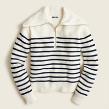 NWT J.Crew Cashmere Half-Zip Pullover Sweater in Snow Navy Stripe M $298 - £93.57 GBP