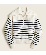 NWT J.Crew Cashmere Half-Zip Pullover Sweater in Snow Navy Stripe M $298 - £93.22 GBP
