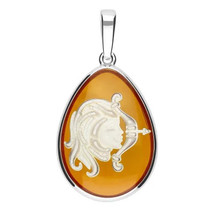 Jewelry of Venus fire  Pendant of Goddess Demeter Baltic amber silver pendant Sa - £556.35 GBP