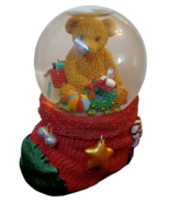 Christmas Teddy Bear in Stocking Water Globe by the SF Music Box Company - £11.62 GBP