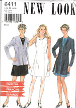 New Look Pattern 6411 Six Sz 6-16 Sleeveless Dress Above Knee Jacket 2 L... - £4.64 GBP