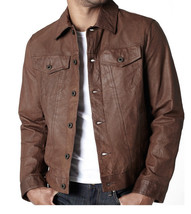 Brown Vintage Style Leather Jacket,Men Leather Jacket Fashion Leather Jacket 201 - £115.09 GBP