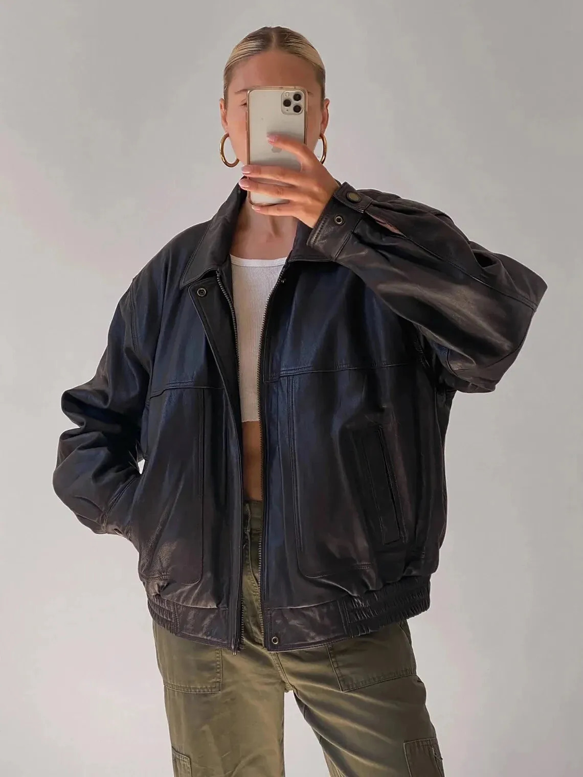Baggy leather jacket shop