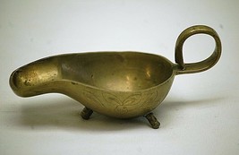 Vintage Brass Scoop Ashtray Smoking Tool Incense Burner 3 Legged Floral Design - £7.13 GBP