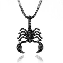 Men&#39;s Black Animal Scorpion Pendant Necklace Punk Gothic Retro Jewelry Chain 24&quot; - £9.46 GBP
