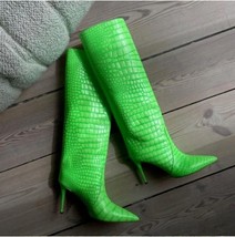 Plus Size 43 Women Sexy Crocodile Pattern Knee High Boots New Autumn Winter High - £84.85 GBP