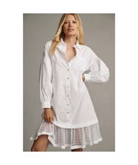 NWT Anthropologie Maeve Lace-Hem Shirt Dress $160 SMALL White  - $135.40 CAD