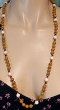 Chinese Bead Necklace Variegated Jasper w/ Accent beads of Red Gold &amp; Of... - £53.91 GBP