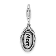 Amore La Vita Silver  Polished Antiqued MOM Charm with Fancy Lobster Clasp QCC69 - £23.13 GBP