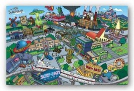 Simpsons Poster Springfield Townscape Mint 24x36 The - $134.99