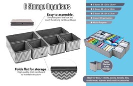 6 Piece Foldable Storage Drawer Organiser Box Tidy Socks Bra Ties Draw Divider - £12.80 GBP