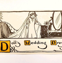 1913 Jane Boyer Art Illustration Print Mary Frances Dolls Wedding Dress ... - $19.99