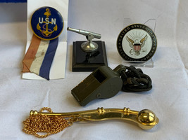 Vtg Mixed USN United States Navy Military Lot Pin Ribbon Cannon Award Wh... - $79.15