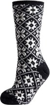 New Memoi Holiday Snowflake Plush Lined Slipper Socks Black Women&#39;s Size 9-11 - £16.83 GBP