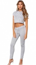 Grey crop top hoodie pants set Medium nwot new - $237.71 MXN