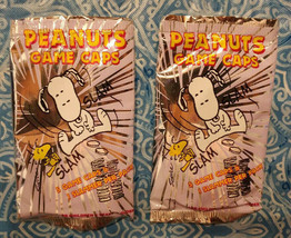 VINTAGE PEANUTS American Game Caps Snoopy Pogs Slammer 2 Packs 1 SEALED - £9.94 GBP