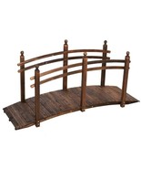 7.5 Ft Wooden Garden Bridge with Hand Rails in Carbonized Wood Finish - $6,630.72 MXN