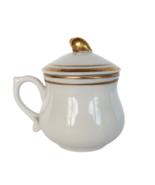 Vtg Andrea by Sadek small white &amp; gold accents stoneware lidded cup or c... - €10,23 EUR