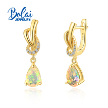 925 Sterling silver opal earrings pear 6*9mm 2.6ct fine gemstones for women gift - £47.94 GBP