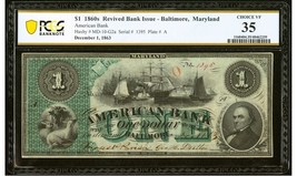 $1 1860s Revived Bank Issue - Baltimore, Maryland - PCGS 35 Choice VF - $402.04