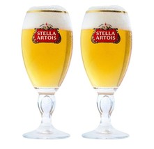 Set of 2 Stella Artois Beer Pint Glass Gold Gild Chalice Goblet - $10.77