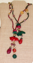Vintage Necklace Lot Wood Statement Tribal Chunky Boho animals long colorful - £12.65 GBP