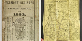 1882 antique VERMONT directory HISTORY with foldout MAP ADS almanac genealogy - £114.74 GBP