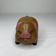 Hand Carved Real Solid Wood Brown Pig Unbranded Unique OOAK Made In Thailand - £37.59 GBP