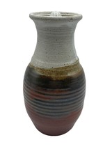 Studio Pottery Vase Measures 8&quot; Tall Western Brown Earth Tone Signed Artisan Lid - £50.57 GBP