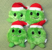 CHRISTMAS MONSTER PLUSH LOT OF 4 FURRY GREEN WITH RED SANTA HAT ORIENTAL... - $17.64