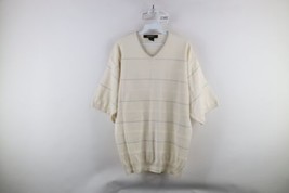 Vintage 90s Streetwear Mens Size XL Striped Short Sleeve Knit V-Neck Sweater - £42.94 GBP