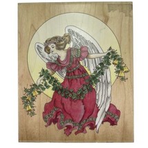 Christmas Angel Garland Bells Stamps Happen #90041  Rubber Wood Mounted ... - $14.03