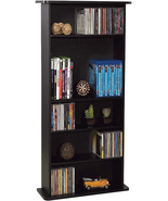 Media Storage Cabinet Adjustable Shelves Engineered Wood Black NEW - £59.63 GBP