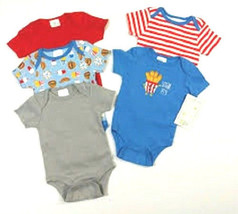 Baby Gear 5 Pack Infant Boys Bodysuit Set Grow With Me 2 Sizes 0-3M NWT - £9.00 GBP