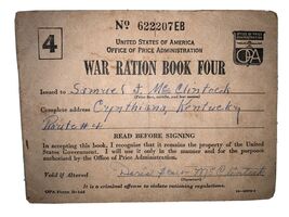 Vintage WW11 War Ration Books- 4 Crrynthiana ￼ Kentucky ￼ - $14.73
