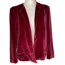 Vintage Cassandra Open Front Velvet Jacket cranberry red color w/pockets... - $31.95