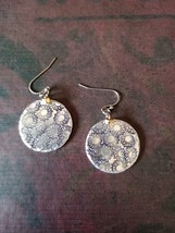 Hand stamped floral lightweight tumbled alluminum earrings - $14.00