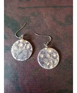 Hand stamped floral lightweight tumbled alluminum earrings - $19.42 CAD