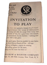 Selchow &amp; Righter Company VintageInvitation To Play Fold Out Promo Adver... - £3.88 GBP