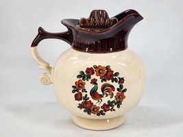 Vintage McCoy Art Pottery Footed Two Tone Rooster Floral Cookie Jar - 9.5&quot; - £15.68 GBP