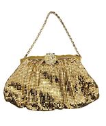 Vintage Whiting &amp; Davis Gold Mesh Evening Bag With Rhinestone Clasp And ... - $144.00