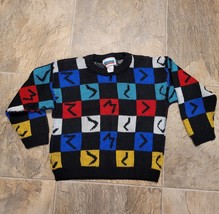Vintage Tripleplay Toddler Acrylic Sweater Size 5 Bright Geometric USA Made - $29.69