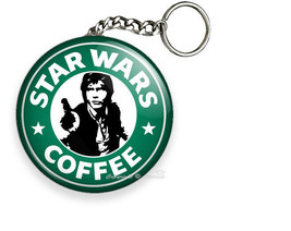 STAR WARS HAN SOLO STARBUCKS COFFEE FUNNY JOKE KEYCHAIN KEY CHAIN RING G... - £11.17 GBP+