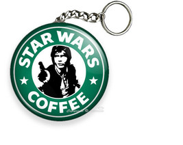 Star Wars Han Solo Starbucks Coffee Funny Joke Keychain Key Chain Ring Gift Idea - £10.96 GBP+