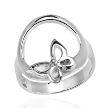 Contempo Butterfly Kiss Open Circle .925 Sterling Silver Ring-6 - £18.98 GBP