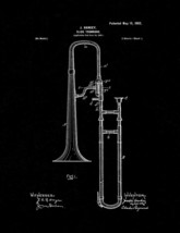 Slide Trombone Patent Print - Black Matte - $7.95+